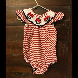Red, white, and blue chevron romper